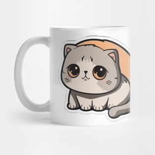 Adorable Scottish Fold Cat Sticker - Cute Kitten Mug